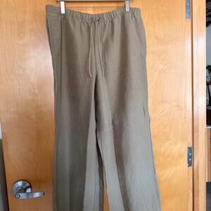 Olive green linen joggers had